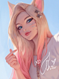 General 1920x2538 artwork fantasy art fantasy girl animal ears blonde blue eyes long hair looking at viewer Ahri (League of Legends) League of Legends charles (106858)