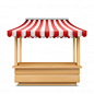 Realistic illustration of empty market stall with red and white striped awning Free Vector