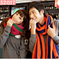 韩版长款粗毛线彩色条纹针织保暖男女通用型经典多色冬季情侣围巾