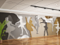 K大型动感芭蕾舞教育舞蹈室文化墙 新款大气活动室展厅走廊AI模板