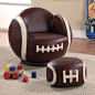 Small Football Chair and Ottoman - Normally I think this kind of stuff is cheap or cheesy, but these are cute. Sport-themed chairs would make for fun seating options in a kids' room, playroom or even the family room.
