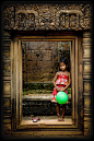 Girl with balloon at Angkor Wat, Cambodia