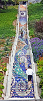 Gorgeous Mosaic Staircase in San Francisco  by the the other Martin Taylor via DeMilked: The 16th Avenue Tiled Steps project has been a neighborhood effort to create a beautiful mosaic running up the risers of the 163 steps located at 16th and Moraga in S