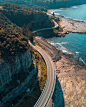 General 2242x2802 Sea Cliff Bridge landscape architecture trees rocks sea Australia road bird's eye view waves