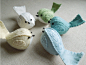 Mint Green Embroidered Wool Felt Bird