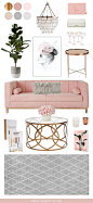 Blush, Copper and Grey Home Decor | Interior inspiration for a living room space | interior design + decor | www.flipandstyle.com