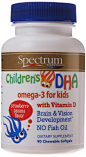 Spectrum Essentials Children's DHA with Vitamin D, 90 Chewable Softgels Bottle