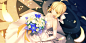  - 181207 blonde_hair choker dress elbow_gloves fate_stay_night flowers green_hair jpeg_artifacts saber type-moon wedding_attire yangsion.jpg (1400×700)