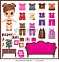 Paper doll with clothes set. vector, no gradient - stock vector