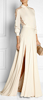 ELIE SAAB Silk crepe de chine maxi skirt & Lace-paneled silk crepe de chine blouse::