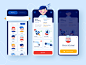 Santa's Application profile blue store popup delivery sleep card gift children mobile christmas app ux box character clean ui minimal design illustration