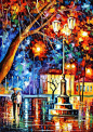 色彩与光的交融、Leonid Afremov #水彩#