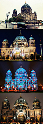 柏林大教堂（Berliner Dom）1905年建成，是基督教路德宗教堂，位于德国柏林市中部博物馆岛的东端。曾是德意志帝国霍亨索伦王朝（Haus Hohenzollern）的宫廷教堂。柏林大教堂是德国新教教堂，上面三个绿色大圆顶，为典型的文艺复兴风格。