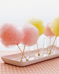 cotton candy wrapped around rock candy sticks - party idea