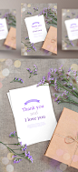 [模库]爱和感恩节 紫色小花 礼物盒子 鲜花主题PSD海报_平面设计_海报
