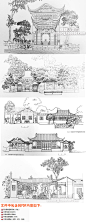 743 手绘素描中国建筑建构线稿古代建筑场景设计图片资料美术素材-淘宝网
