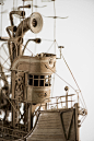荷兰艺术家Jeroen van Kesteren 用纸板创作的蒸汽朋克飞艇 ​​​​