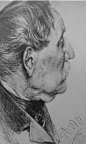 门采尔素描老年男人头像作品
