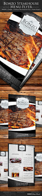 Bonzo Steakhouse Menu Flyer 牛排餐厅菜单传单广告素材源文件-淘宝网