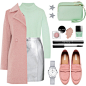 pink and mint green with a splash of the metallic trend with a silver mini skirt. #metallic #silver #miniskirt #pinkcoat #pink