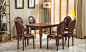 美式复古餐桌北欧简欧创意西餐桌欧式全实木餐桌椅组合6人长方桌-淘宝网