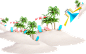 [模库]海边椰子树 png 沙滩