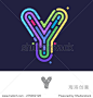 Y letter line logo. Vector fingerprint design template elements
