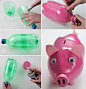 kasica prasica izrađena od stare plastične boce // DIY piggy bank