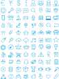 88款蓝色线绘商务图标矢量素材，素材格式：AI，素材关键词：商务,图标,头像,手机,音乐,购物,打印机,设置,云服务,云存储,表情符号,线绘