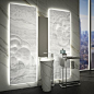 -sculptured backlit white onyx panel: 