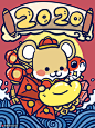 红包卡通子鼠新年国潮手绘2020鼠年插画 节日节气 春节