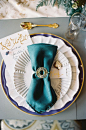 jewel toned place setting, photo by Amanda Watson, styling by Emerson Events http://ruffledblog.com/mixed-metals-summer-wedding-inspiration #weddingideas: 