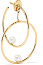 Anissa Kermiche - 14-karat gold pearl hoop earring : Bell-back fastening for pierced ears Freshwater pearls: China This piece has been certified in accordance with the Hallmarking Act 1973 NET-A-PORTER.COM is a certified member of the Responsible Jeweller