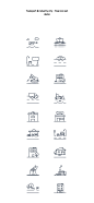 Transport and industry - Free icons : Set of 18 vector outline icons. Free download available.