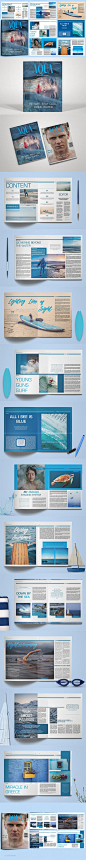 蓝色时尚的多用途画册杂志模版下载