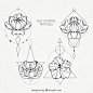 Flowers with geometric shapes tattoo collection Free Vector