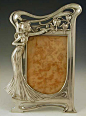 WMF Polished Pewter Photo Frame with Art Nouveau Maiden