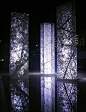 Jan Hendrix  | “Hoja, Árbol y Bosque” 2012 Cancún 3 water-jet cut seven metre high extruded geometrical shapes (triangle, circle and square) in white-lacquered aluminium. The installation lies upon a water mirror that increases the sculpture’s verticality