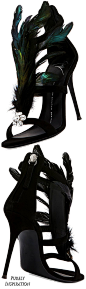 Giuseppe ZanottiPeacock Feather 105mm Sandal, Black (Nero) | Purely Inspiration: 