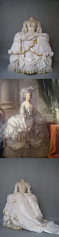 Recreation of Marie Antoinette's court gown (Robe de cour) as painted by Vigee LeBrun in 1779. By Atelier Caraco Canezou for an exhibition in Japan