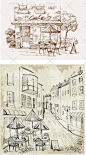 矢量素材 建筑手绘效果图|欧式 插画 速写 场景 手绘稿 线条 街道-淘宝网