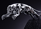 Leaping Jaguar : Stylized sculpture of a leaping Jaguar balancinganatomical features with reduced and abstractized forms.Sculpture in the limited serie of 50 units is available for purchase, for more information on manufacturing and producing the piece, c