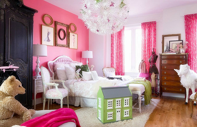 粉红色系列的韩式卧室效果图