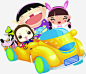 开着玩具车的卡通小孩-觅元素51yuansu.com png设计素材