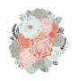 Mint and Coral Floral Illustration - Archival Art Print