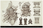 League of Legends, Summoners Rift update  Architecture concept art, Trent Kaniuga : This is a stack of architectural explorations done for the rework of Summoners rift for Riot Games. I served as a Sr Concept artist on the project and provided several hun