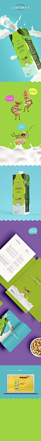 A tal da Castanha : We were required to create visual identity and packaging for A Tal da Castanha, a brand of nut milk. So, we transformed its main product, the cashew nut, in a ludic and funny gimmick. The cashew nut, typical from Brazil, is exported wo