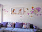 简约风格客厅彩绘背景墙装修图片－简约风格沙发图片