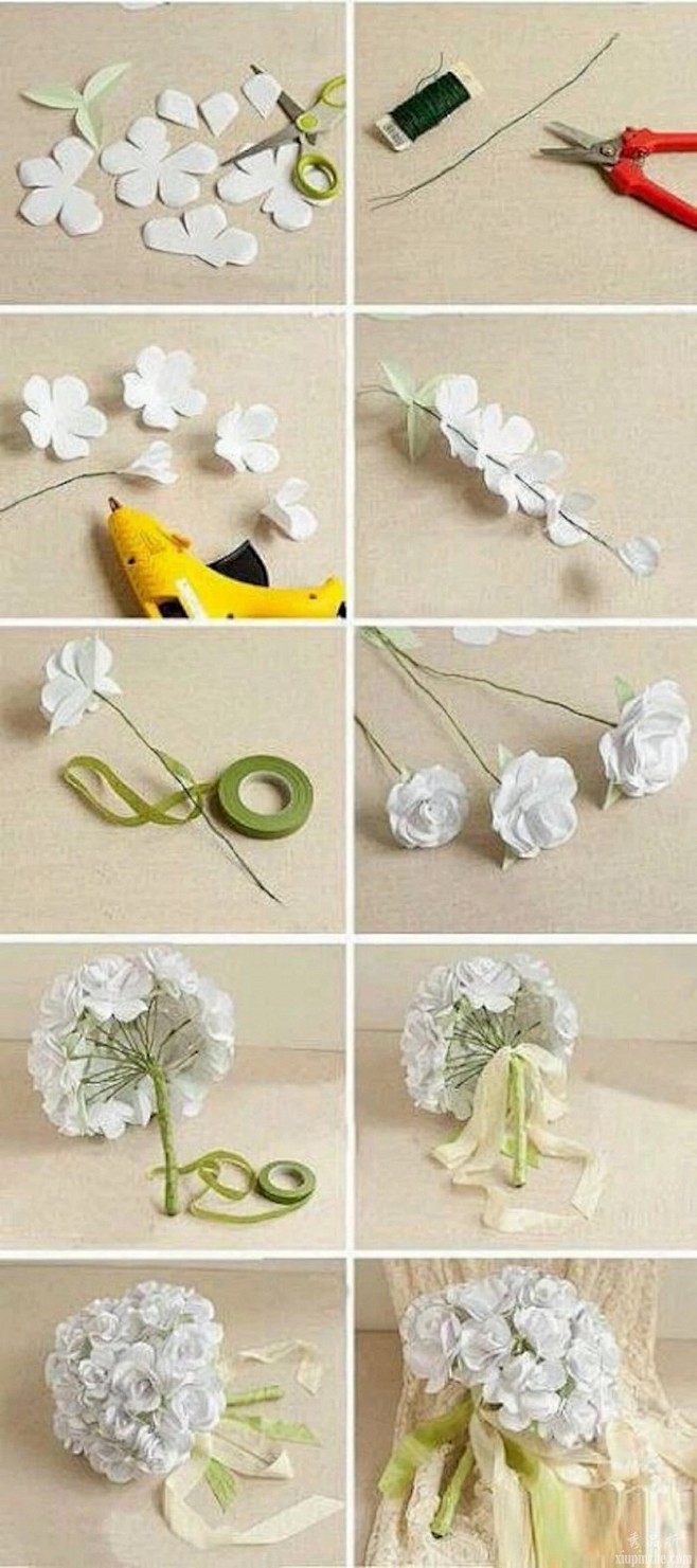 手工。DIY。剪纸。折纸。韩式花束。捧花...