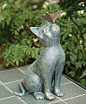 Cat  statue  with Butterfly-ok, it's confirmed, I am on the lookout for a cat statue for my garden: